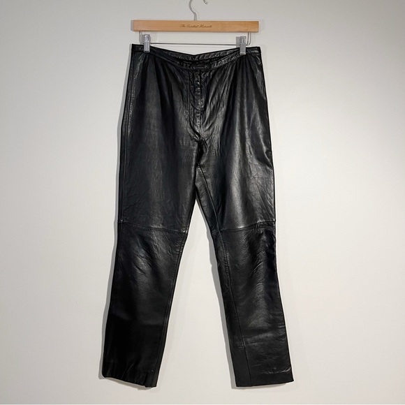 Andrew Marc AM Studio Black Leather Pants Size 6 - Picture 1 of 10